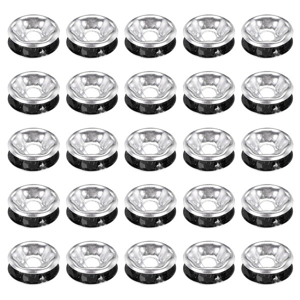 8Mm Rondelle Spacer Perlen, 50 StüCk Kristall Strass Perlen Spacer, Schwarz-image