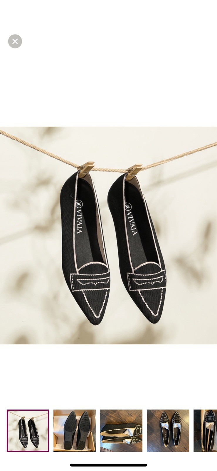 Vivaia Adele Pointed-Toe Patterned Flat Black Ebo… - image 6