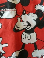 Vtg Disney Mickey Mouse Window Valance Red Fabric 16 x 80" RARE loose stitching