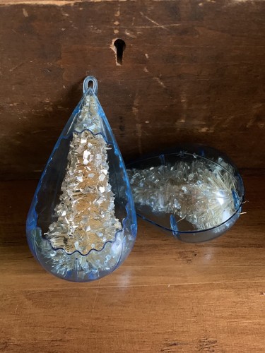 Jewelbrite Weihnachtsschmuck blau Träne Diorama Flaschenbürste Baum Glimmer gold - Bild 11 von 15