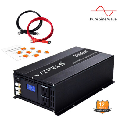 2000W 24VDC To 120VAC Pure Sine Wave Inverter 4000W Peak Solar Power Converter 
