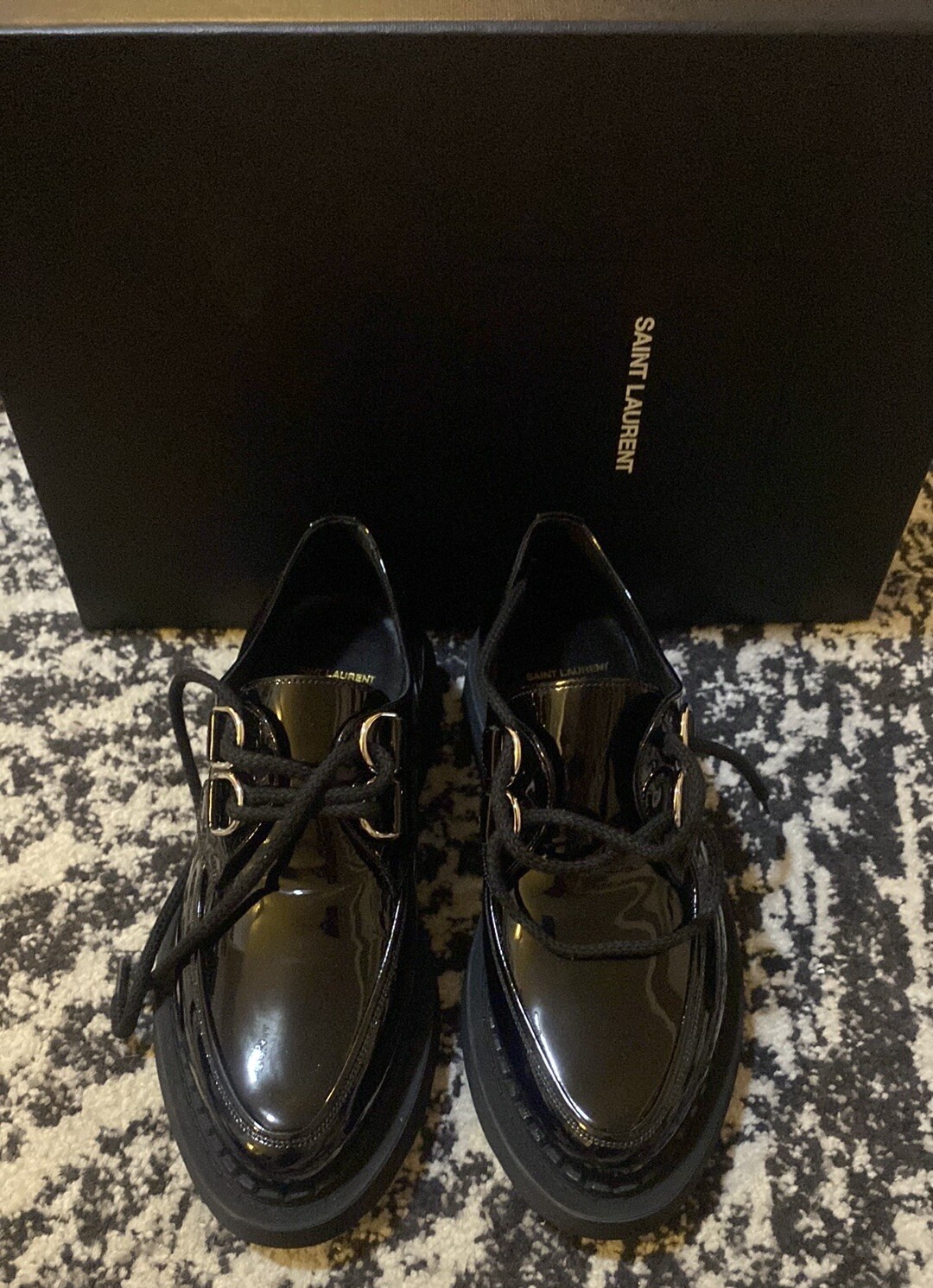 Mocassini stringati Vernice Saint Laurent Teddy 10 taglia 37 5