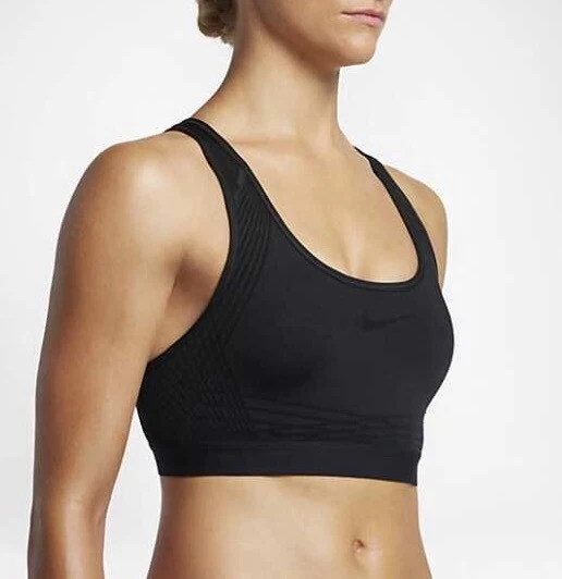 Nike Pro Hyper Classic Padded Medium Support Sports Bra Black Size