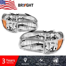 For 1995-2001 Ford Explorer Chrome Housing Amber Corner Headlight Headlights