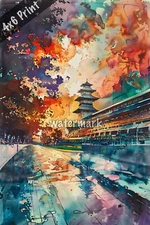 Indianapolis Motor Speedway watercolor Art 4x6 Print