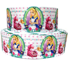 GROSGRAIN RIBBON 5/8", 7/8", 1.5"  3" Alice in Wonderland Princess girl Printed