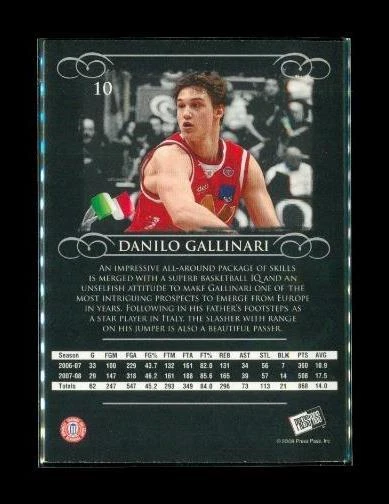 Tarjeta de baloncesto Press Pass Legends 2008 #10 Daniel Gallinari New York Knicks Foto 2 de 2