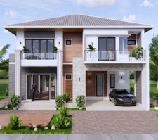 36x40 Feet House Design Plans 11x12 Meter 4 Beds 5 Baths Hip Roof (A4 Hard Copy)