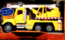 Yellow Crane Construction Truck Lights Sounds Micro Series Driven Truck - New