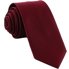 New Polyester Men's 2.5" skinny Neck Tie only solid formal wedding burgundy