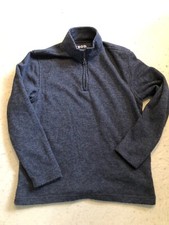 IZOD Sweater Men's Medium Navy Blue Knit Pullover 1/4 Zip Golf