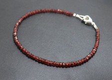 925 Sterling Silver Natural Mozambique Garnet Gemstone Rondelle Bracelet 7