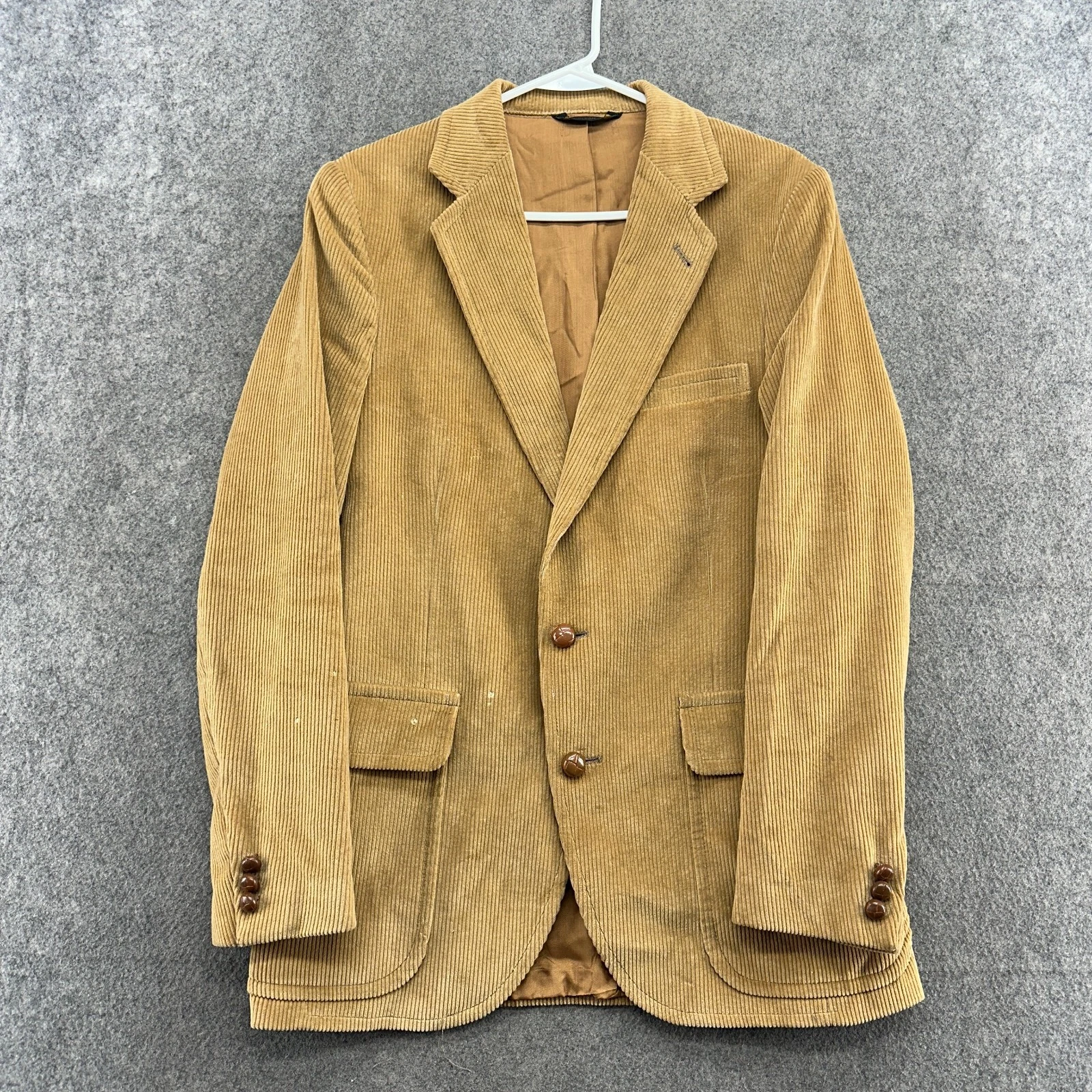 VINTAGE Corduroy Blazer Mens 40R Beige Cotton Lined Sports Coat USA 90s