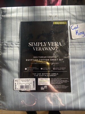 Simply Vera Wang CALF KING 4 pc 800 TC Egyptian Cotton Sheet Set -Slate Blue