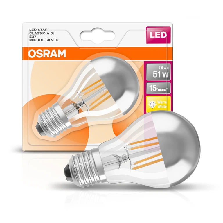 Osram 7W GLS A60 Classic Parathom Screw Base E27 2700k Filament Mirror 50W 3x - Image 3 of 4