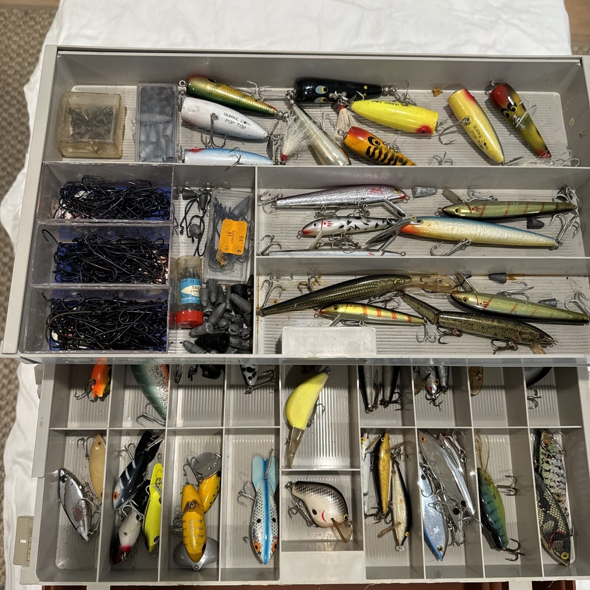 vintage Plano tackle box 747 Loaded with Vintage lures Xtra Items