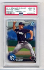 CHANCE ADAMS 2016 BOWMAN CHROME REFRACTOR RC #221/499 PSA 10 GEM MINT YANKEES 