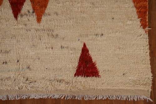 Ivory Modern Moroccan Berber Area Rug 7'x10' Geometric Oriental Handmade Carpet - Picture 6 of 12