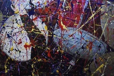 Jackson Pollock styleDrums”painting on canvas  72” X 60” Acrylic, Abstract, POP