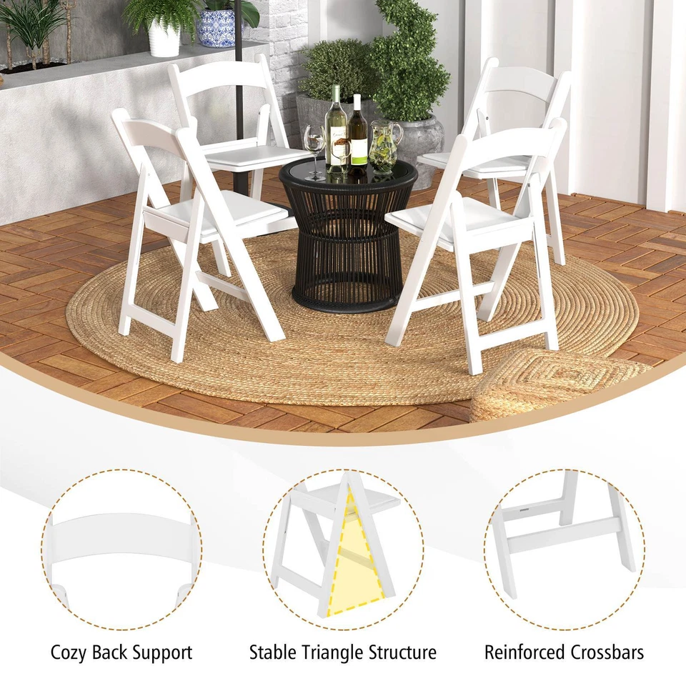4 Pack Resin Folding Chairs w/ 550KG Static Load and Outside Chairs for Home - image 4 of 4