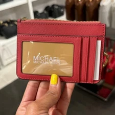 Michael Kors Small Leather Top Zip Coin Pouch ID (LT BRY SBT) Keychain Fob Ring