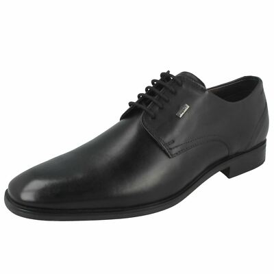 Herren Bugatti 16002 Schwarze Lederschnürschuhe Smart Derby Rund Zeh