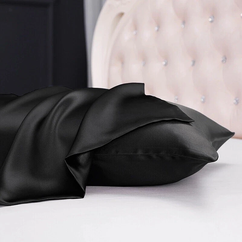 CARLTY S Silk Pillowcase Black 100 Pure Mulberry Silk 25 Momme