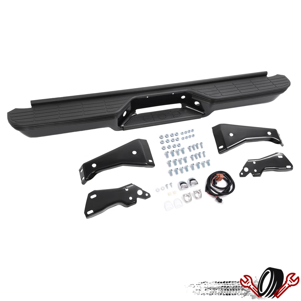 Black Rear Bumper For 1988-2000 Chevrolet C1500 C2500 K1500 K2500 Fleetside Foto 2 de 4
