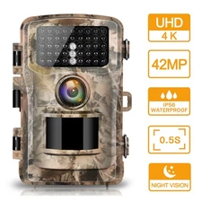 Outdoor 42MP 4K Trail Game Camera w/ Night Vision Wildlife Hunting Video Camera