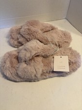 Women's Lauren Conrad Blush Faux Fur Back Slide on Slippers Size X-Large 9-10