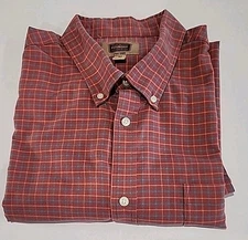 Foundry Supply Shirt Mens XLT Button Up Burnt Red Checked Short Sleeve Easy Care