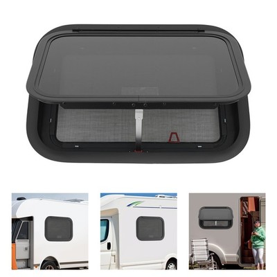 22'' x 15'' RV Exit Window Camper Push Out Emergency Window w/ Trim & Screen Black