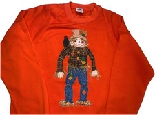 Vtg Jerzees Sweatshirt Sz L Scarecrow Crow Fall Autumn Made USA Halloween