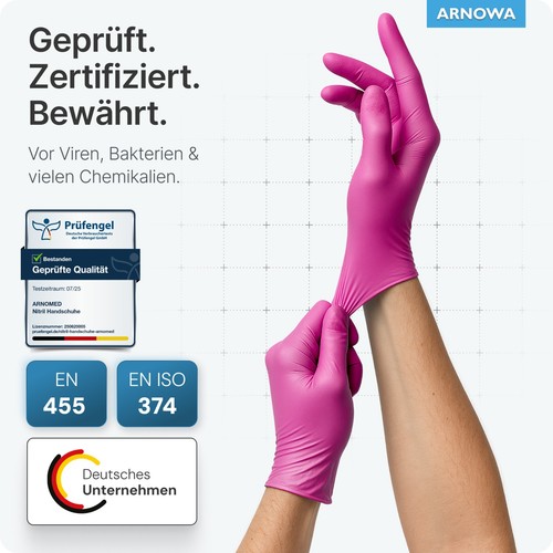 100x Einmalhandschuhe ARNOMED Nitril Handschuhe Nitril Gummi-Handschuhe XS-XXL - Bild 12 von 85