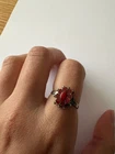 Vintage Red Coral and Sterling Silver Ring - Size 7