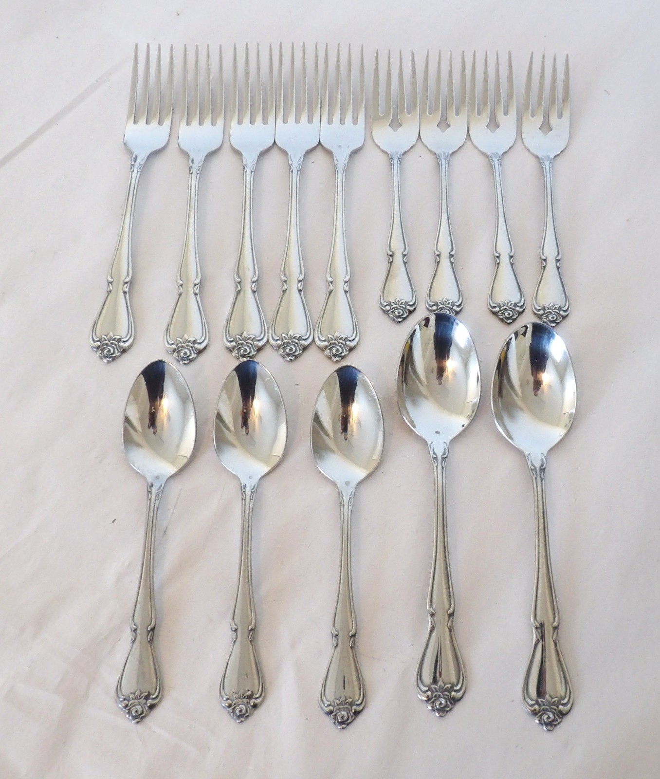 Oneida ARBOR ROSE or TRUE ROSE Stainless Forks, Salad Forks,