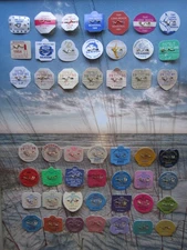 49 YEARS  LONG BEACH TOWNSHIP ( LBI ) N. J. SEASONAL BEACH  BADGES/TAGS.