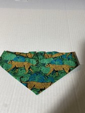green bandana with leopard print, bandana, fits small to medium dog