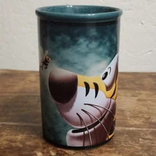 Disney Store Tiger with Bee Bug Lightening Bug Tall Oversized Green Mug 5.5”