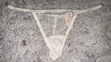 Tanga de encaje Victoria’s Secret blanca con tanga en V para mujer - talla única