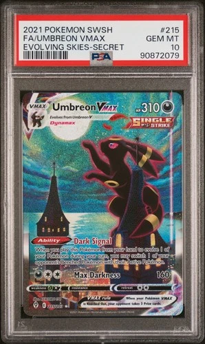 2021 POKEMON SWORD & SHIELD EVOLVING SKIES SECRET FULL ART/UMBREON VMAX PSA 10