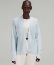 Lululemon Merino Wool-Blend Cardigan Powder Blue Career Preppy Size 8