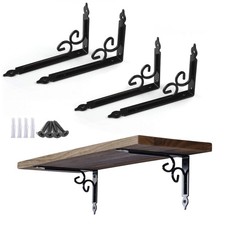 OVOV Shelf Brackets 4 Pcs Heavy Duty Decorative 6 Inch Black Right Angle Shel