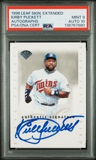 1996 Leaf Signature Extended Baseball Rare Blue Ink Auto Kirby Puckett PSA 9 10
