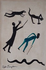 Bill Traylor Signed Outsider Folk Art Painting on Canvas - African American Art