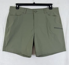 Eddie Bauer Ranier Shorts 16 Womens Green Cargo 7” Zip Pocket Nylon Stretch