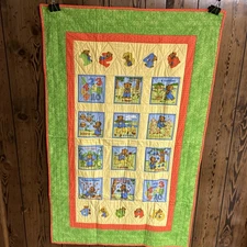 Paddington Bear And Counting Bear  35” X 55” Decorative Quilt Blue Red Group Ylw