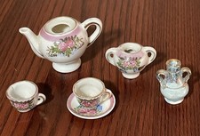 6 pc. VTG Japan Ceramic Dollhouse Vase  Tea Set Missing Pieces