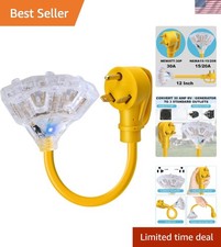 30 Amp to 20 Amp 110 V RV Plug Extension Adapter Cord, NEMA TT-30P Male to 3X 5-