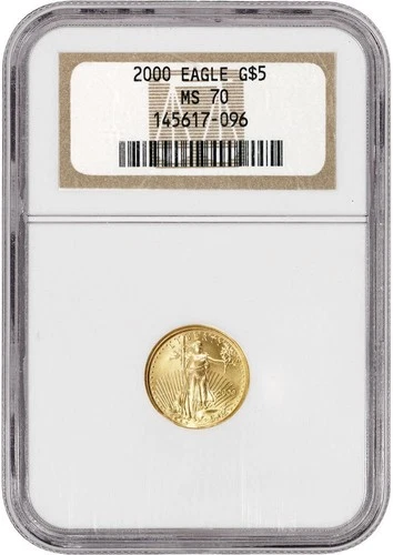 2000 $5 1/10 oz Gold American Eagle NGC MS70 Gem Uncirculated Coin